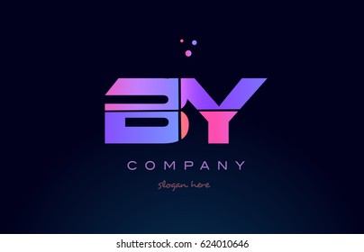 by b y creative color blue background pink purple blue magenta alphabet letter company logo vector icon design