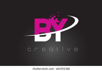 BY B Y Creative Letters Design. White Pink Letter Vector Illustration.
