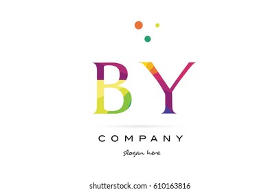 by b y  creative rainbow colors colored alphabet company letter logo design vector icon template