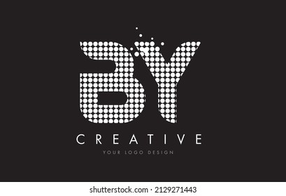 BY B Y Dots Letter Logo Design White Magenta Bubble Circles and Swoosh