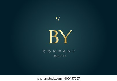 by b y  gold golden luxury product metal metallic alphabet company letter logo design vector icon template green background