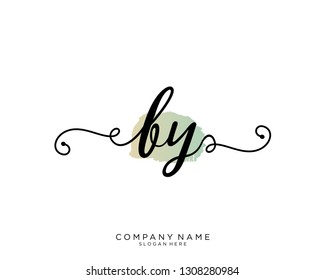 BY B Y Initial handwriting logo template