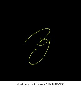 BY B Y Initial handwriting creative fashion elegant design logo Sign Symbol template vector icon yellow
