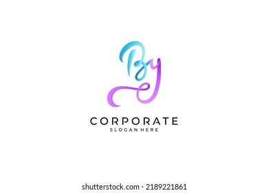 BY, B, Y initial handwriting logo.