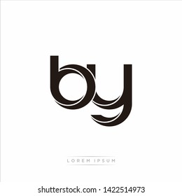 by b y Initial Letter Split Lowercase Modern Monogram linked outline rounded logo
