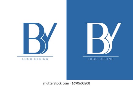 BY or B Y letter alphabet logo design in vector format.
