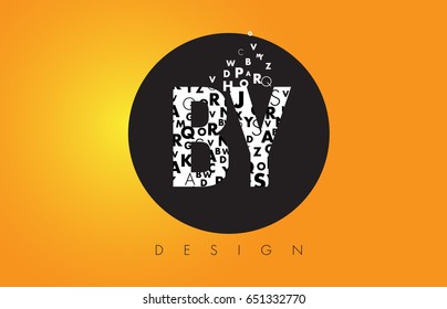 BY B Y Logo Design Made of Small Letters with Black Circle and Yellow Background.