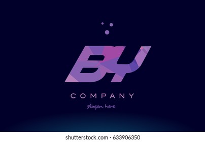 by b y polygon polygonal letter alphabet text pink purple dots creative company logo vector icon design template