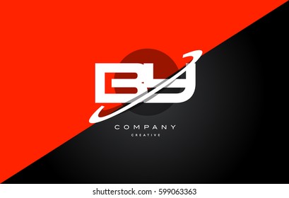 by b y  red black white technology swoosh alphabet company letter logo design vector icon template 