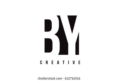 BY B Y White Letter Logo Design with Black Square Vector Illustration Template.
