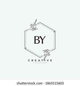 BY Beauty vector initial logo art, handwriting logo of initial signature, wedding, fashion, jewerly, boutique, floral and botanical with creative template for any company or business.