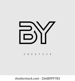 BY Creative Letter Logo – Monograma de línea mínima en negro para el diseño moderno de identidad de marca.