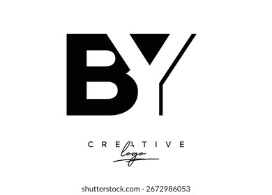 BY Creative Minimalist Negative Space Latter Logo with Modern Monogram for Branding and Business Lettermark Logo with Initial Letters Logo Design for Branding.