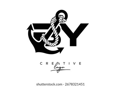 BY Creative Monogram Latte Logo mit Anker und Seildesign