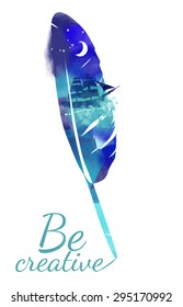 by creative. watercolor vector feather