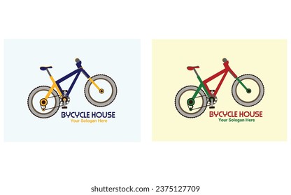 By Cycle stylized logo, outlined cyclist vector silhouette for your business