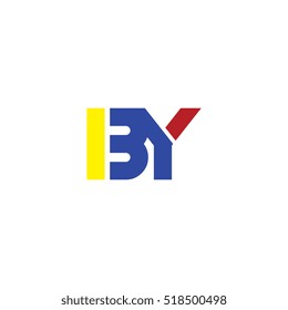 BY flat initial letter logo combining yellow blue red