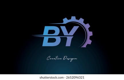 BY Gear Fusion Logo – Industrial Tech-Inspired Letter mark Futuristic Industrial Letter Mark Design for Technology and Engineering Brands.