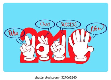 By gestures it is shown the coming new year, a vector