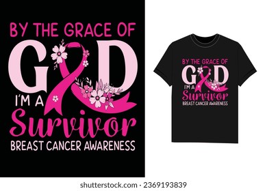 By the grace of god breast cancer t shirt design