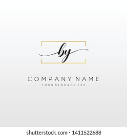 BY handwriting initial logo template vector.