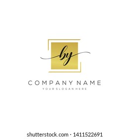 BY handwriting initial logo template vector.