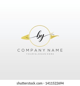BY handwriting initial logo template vector.