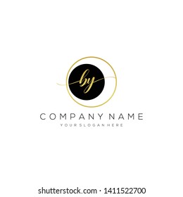 BY handwriting initial logo template vector.
