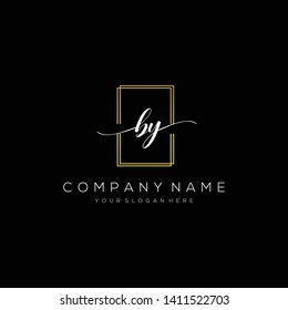 BY handwriting initial logo template vector.