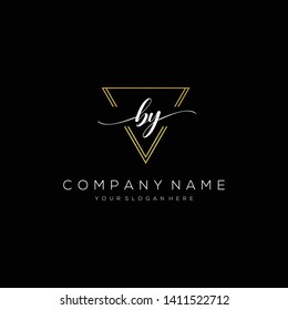 BY handwriting initial logo template vector.