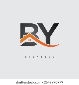BY House Letter Logo – Creative Real Estate Monogram with Roof Shape and Home Icon for Property, Architecture and Modern Branding Identity