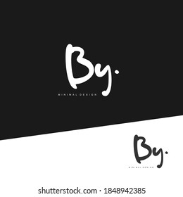BY Initial handwriting or handwritten logo for identity. Logo with signature and hand drawn style.