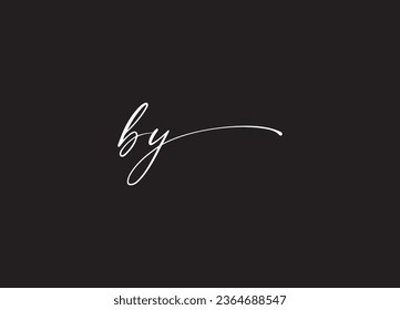 BY initial handwriting letter logo design and monogram logo