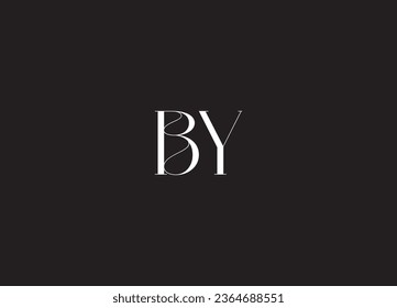 BY initial handwriting letter logo design and monogram logo