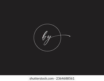 BY initial handwriting letter logo design and monogram logo
