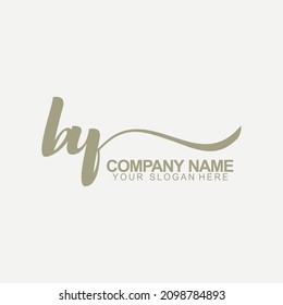 BY Initial Handwriting Logo Design Vector
