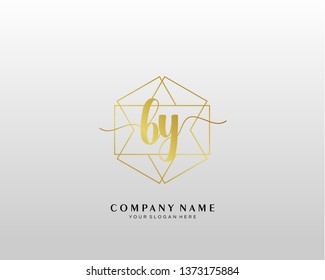BY initial handwriting logo geometric template vector