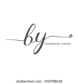 BY Initial Handwriting logo luxury vector beauty