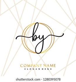 BY Initial Handwriting logo template vector