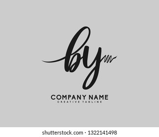 BY Initial Handwriting Logo Template Vector