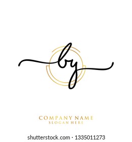 BY Initial handwriting logo template