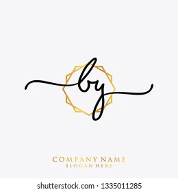 BY Initial handwriting logo template