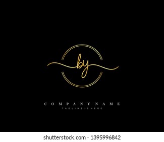 BY initial handwriting logo template vector
