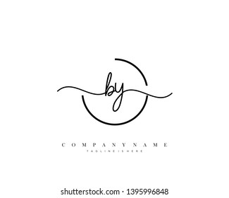 BY initial handwriting logo template vector