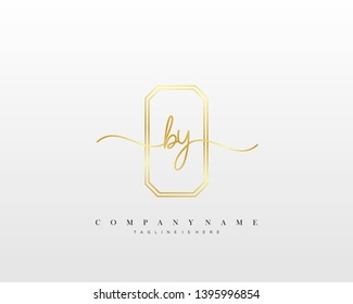 BY initial handwriting logo template vector
