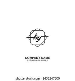 BY Initial handwriting logo template vector