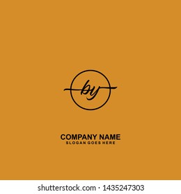 BY Initial handwriting logo template vector