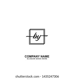 BY Initial handwriting logo template vector