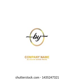 BY Initial handwriting logo template vector