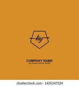 BY Initial handwriting logo template vector